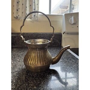 Vintage Brass Teapot Kettle Sold Brass Made In India